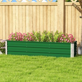 Outsunny Stalowa Donica Ogrodowa z 3 Obszarami Zielona 183x47x40cm Prosty Montaż z Otwartym Dołem | Aosom PL