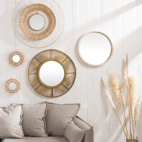 Lustro boho w bambusowej ramie INA, Ø 70 cm