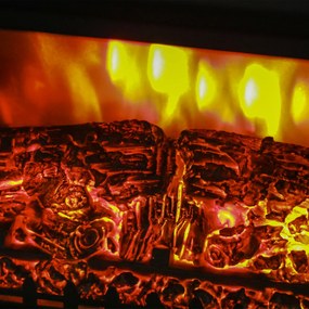 HOMCOM Elektryczny kominek z realistycznym efektem ognia, zabezpieczeniem przed przegrzaniem i niskim poziomem hałasu, 1800W, Czarny