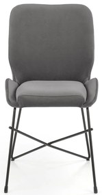 Krzesło popielaty nowoczesne metalowe tkanina velvet do jadalni szare K454