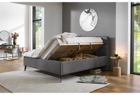 Antracytowe łóżko dwuosobowe ze schowkiem ze stelażem 200x200 cm Paulo – Meise Möbel