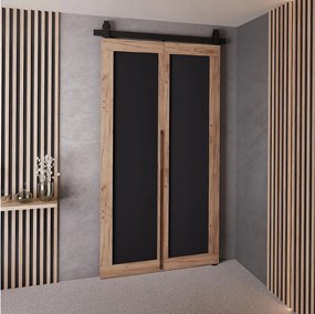 Drzwi Przesuwne QUDIO M1 Dąb Craft Złoty + Czarny 90