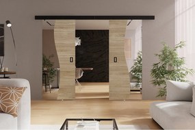 Emporius drzwi przesuwne 170 cm Kaja Duo - drzwi naścienne z lustrem do salonu, garderoby - Dąb sonoma