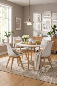 Biały stół + 4 białe krzesła E5-L33