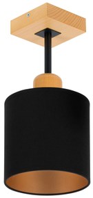 Czarna lampa sufitowa, jednopunktowy spot CL-DSC10x10BU-SC z drewna E2