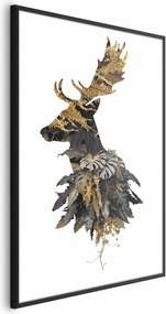 Plakat Leśny jeleń 29,7x42 cm z ramą czarną bez marginesu ARTGEIST B