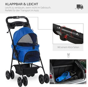 Outsunny Wózek dla Psa Kota Składany Niebieski Oxford do 15kg | Aosom PL