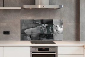 Panel szklany do Kuchni Czarno-Białe Niebo i Ludzie