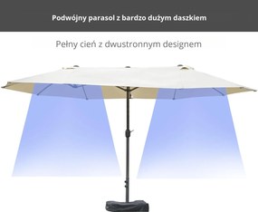 Outsunny podwójny parasol z podstawą, kremowy, 4,6 x 2,7 cm