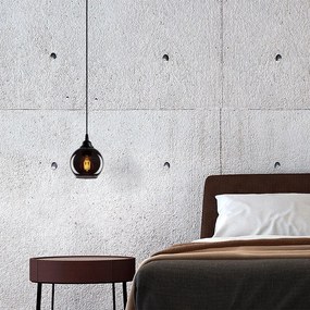 Czarna lampa wisząca ze szklanym kloszem ø 15 cm Smoked – Opviq lights