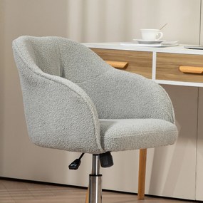 HOMCOM Fotel biurowy, ergonomiczny fotel obrotowy z funkcją bujania, tekstura misiej tkaniny 56 x 61 x 86 cm Szary