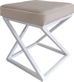 Pufa ZOA tkanina Welur loft ławka podnóżek metal : Kolor Stelaża - Biały, Kolor tkaniny - VELVET - MG09, Typ tkaniny - Velvet