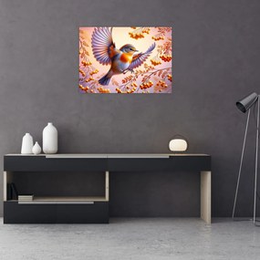 Obraz - Ptak z jarzębiną (70x50 cm)