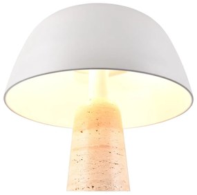 Biała/beżowa lampa stołowa z metalowym kloszem (wysokość 41 cm) Timba – Trio Select