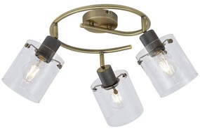 Designerski reflektor sufitowy brązowy z przezroczystym szkłem okrągły 3-punktowy - Domo