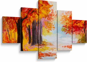 Obraz - Obraz olejny, kolorowa jesień (125x70 cm)