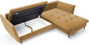 Narożnik GLAM Prawostronny z funkcją spania, zestaw z poduszkami wolnostojący tkanina RIVIERA 41 Platynowy DOMO HOME