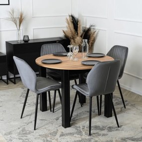 Stół Okrągły Rozkładany HARRY 102-142 cm Dąb Craft/Czarny Nowoczesny