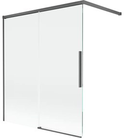Mexen Rox parawan nawannowy 2-skrzydłowy rozsuwany 140 x 150 cm, transparent, gun gray szczotkowany - 8C9-140-003-66-00