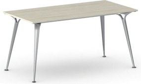 Stół konferencyjny do biura PRIMO ALFA, 160x80 cm, szaro-srebrna podstawa, dąb naturalny