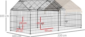 Wybieg dla królików z osłoną UV metalowa klatka ogrodowa beżowa przestronna Aosom PL