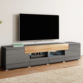 Szafka RTV stojąca IBIZA 208 cm do Salonu pod Telewizor 4 Szuflady - Antracyt