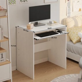 Biurko Komputerowe Białe 70 cm – Loft z Półką na Klawiaturę