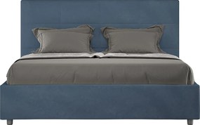 Łóżko wyposażone w stelaż z listwami z pojemnikiem tapicerowane 160x190 microfibra Niebieski Mika