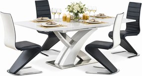 Biały prostokątny stół rozkładany z krzesłami P0-W36