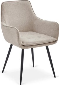 Krzesło Tapicerowane do Jadalni EDRICK Kremowe Nowoczesne Loft