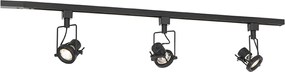 Industrialny system szynowy z 3 reflektorami 1-fazowymi czarny - Suplux