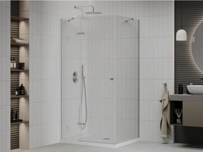 Mexen Roma kabina prysznicowa uchylna 100 x 80 cm, transparent, chrom + brodzik Flat - 854-100-080-01-00-4010