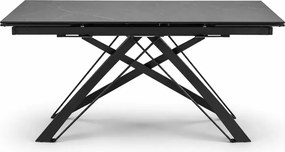 Prostokątny stół rozkładany Meru 160-240 cm z czarnym ceramicznym blatem i metalowymi nogami do salonu