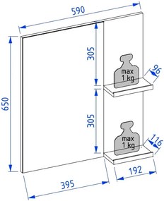 Lustro łazienkowe L-WOOD 59 cm antracyt KROFAM