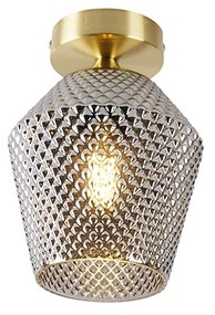 Lampa sufitowa w stylu art deco mosiądz z dymionym szkłem - Karce ArtDeco Oswietlenie wewnetrzne