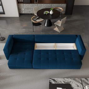 Masseno Narożnik OLVERA z funkcją spania i pojemnikiem na pościel Narozniki L, Rozkładana sofa - Niebieski, KRONOS 09