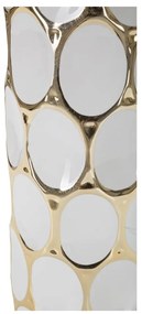 Ceramiczna lampa stołowa w biało-złotym kolorze z tekstylnym kloszem (wys. 56 cm) Glam Carv – Mauro Ferretti