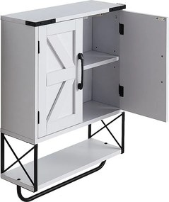 Szafka Łazienkowa Wisząca SucceBuy, 2 Drzwi i Regulowana Półka, Apteczka nad Toaletą, Organizer Wiszący do Pralni, Kuchni, Biały