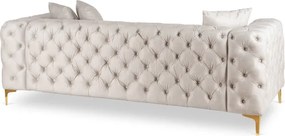 Sofa SORRENTO 3S Trzyosobowa Kremowa Welurowa Nowoczesna Glamour