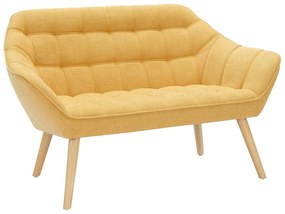 Kanapa 2 osobowa z żółtą musztardową tapicerką - CASERTA