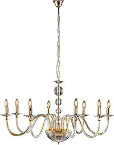 Żyrandol Ruben Gold z przezroczystym szkłem i kryształkami 8 świateł 116 Ø96 BL267-8-OR