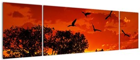 Obraz ptaków o zachodzie słońca (170x50 cm)