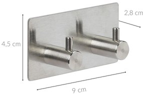 Haczyk samoprzylepny STIKY+ 2 uchwyty, stal nierdzewna, 9 x 2,8 x 4,5 cm
