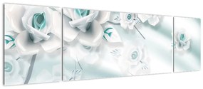 Obraz - Turkusowe kwiaty róży (170x50 cm)