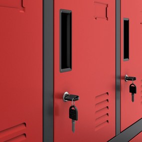 Metalowa szafa socjalna BHP skrytkowa ROBERT 1360 x 1720 x 450 mm, antracytowo-czerwona