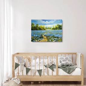 Obraz na szkle - Ścieżka w polu, obraz olejny (70x50 cm)
