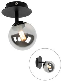 Rustykalny reflektor czarny regulowany z przydymionym szkłem - Athens