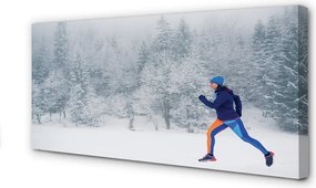 Duży obraz na płótnie Człowiek w Zimowym Lesie