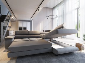 Masseno Narożnik SELVA z Funkcją Spania i Pojemnikiem na Pościel Narożnik L, Rozkładana sofa - Beżowy, MONOLITH 09