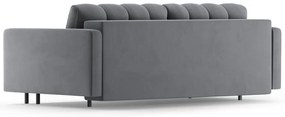Jasnoszara aksamitna rozkładana sofa ze schowkiem 222 cm Bali – Cosmopolitan Design